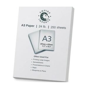 Empire Imports 24 lb. A3 Size Multi-Purpose Paper, Ream, 250 Sheets, White (A324R)