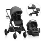 Evenflo Pivot Xpand Modular Travel System with LiteMax Infant Car Seat with Anti-Rebound Bar (Sabino Gray)